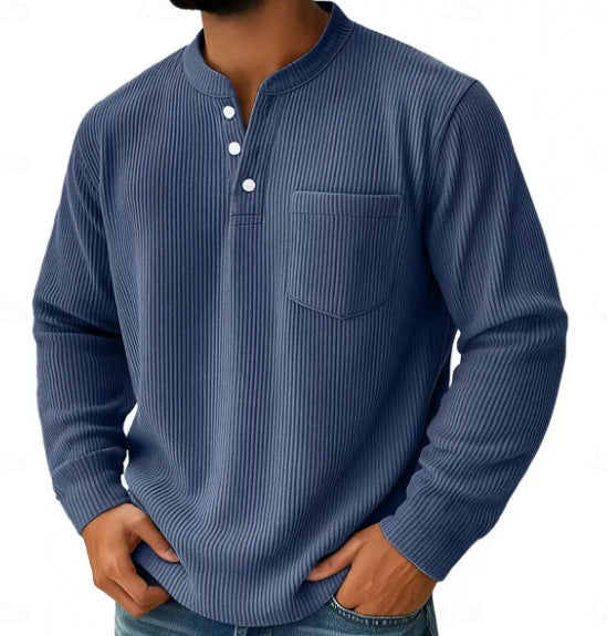Brody | Waffle Knit Long Sleeve Shirt with Chest Pocket