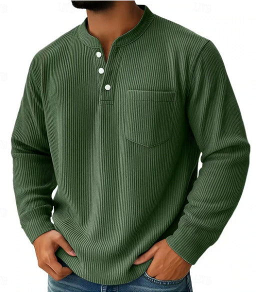 Brody | Waffle Knit Long Sleeve Shirt with Chest Pocket