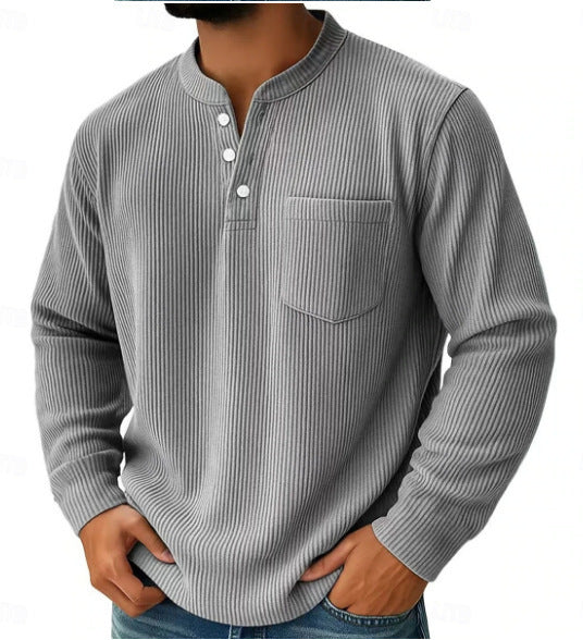 Brody | Waffle Knit Long Sleeve Shirt with Chest Pocket