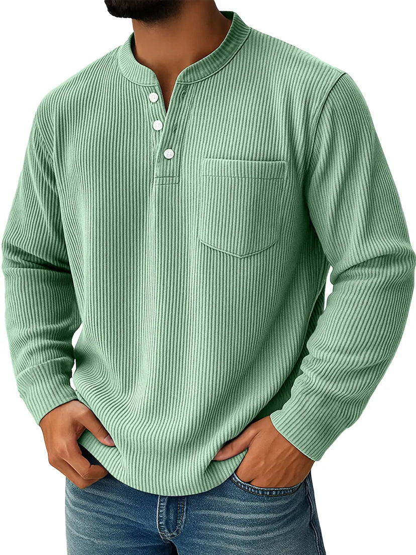 Brody | Waffle Knit Long Sleeve Shirt with Chest Pocket