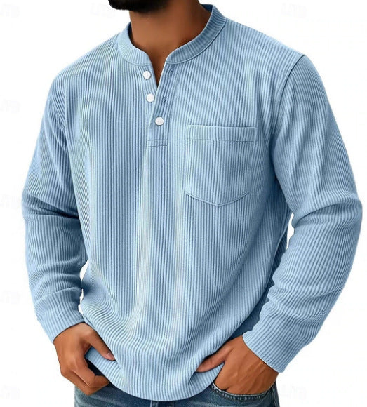 Brody | Waffle Knit Long Sleeve Shirt with Chest Pocket