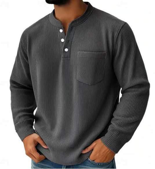 Brody | Waffle Knit Long Sleeve Shirt with Chest Pocket