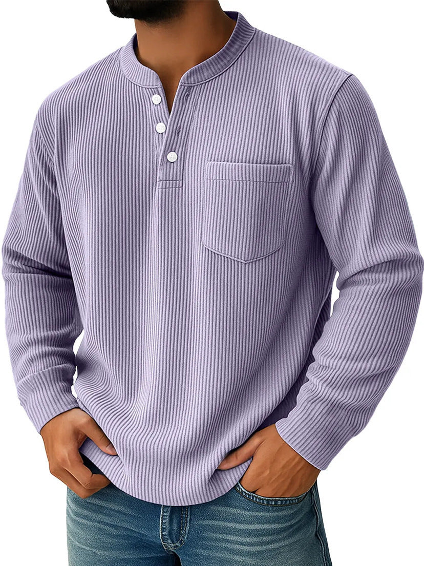 Brody | Waffle Knit Long Sleeve Shirt with Chest Pocket