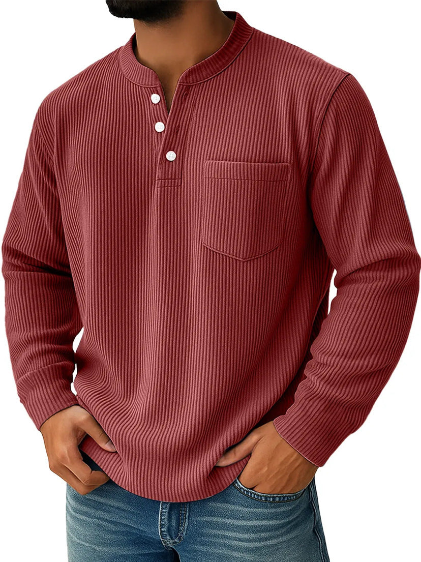 Brody | Waffle Knit Long Sleeve Shirt with Chest Pocket