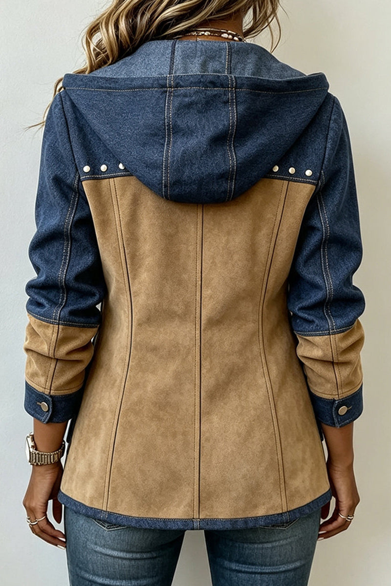 Koosje - Women's Two-Tone Hooded Zip-Up Jacket with Pockets
