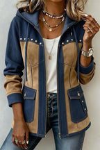 Koosje - Women's Two-Tone Hooded Zip-Up Jacket with Pockets