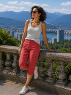 Ophiria - Women's Relaxed Fit Multi-Pocket Capri Cargo Pants