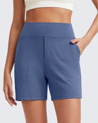 Phaedora - High-waisted shorts for women with deep pockets - Camouflages unwanted curves