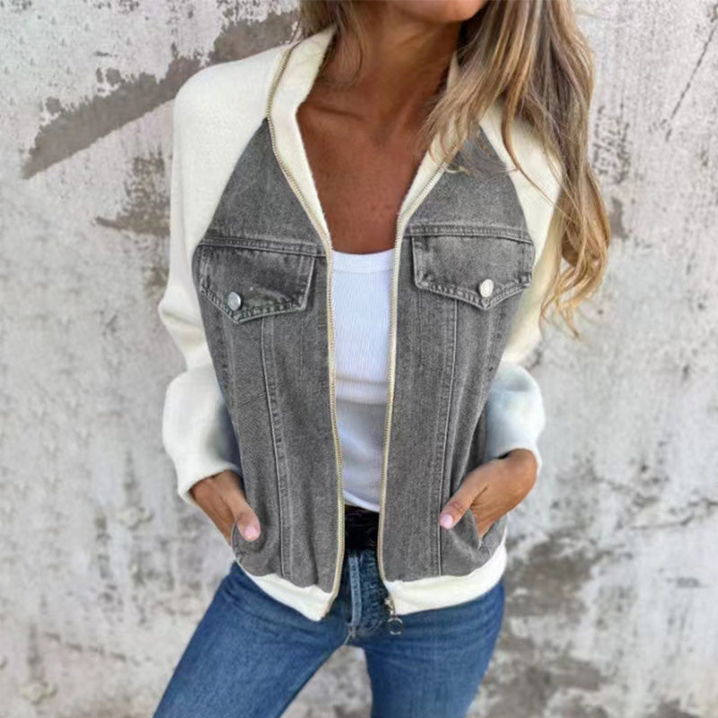 Lilia - Zippered Denim Jacket