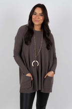 Chanel Women's Long Sleeve Tunic Sweater with Pockets