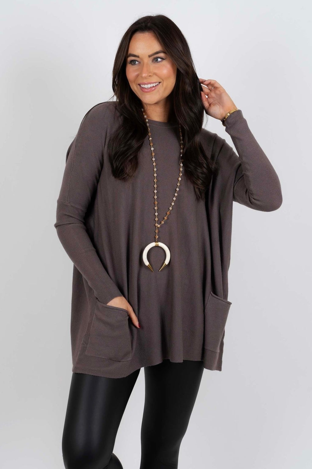 Chanel Women's Long Sleeve Tunic Sweater with Pockets