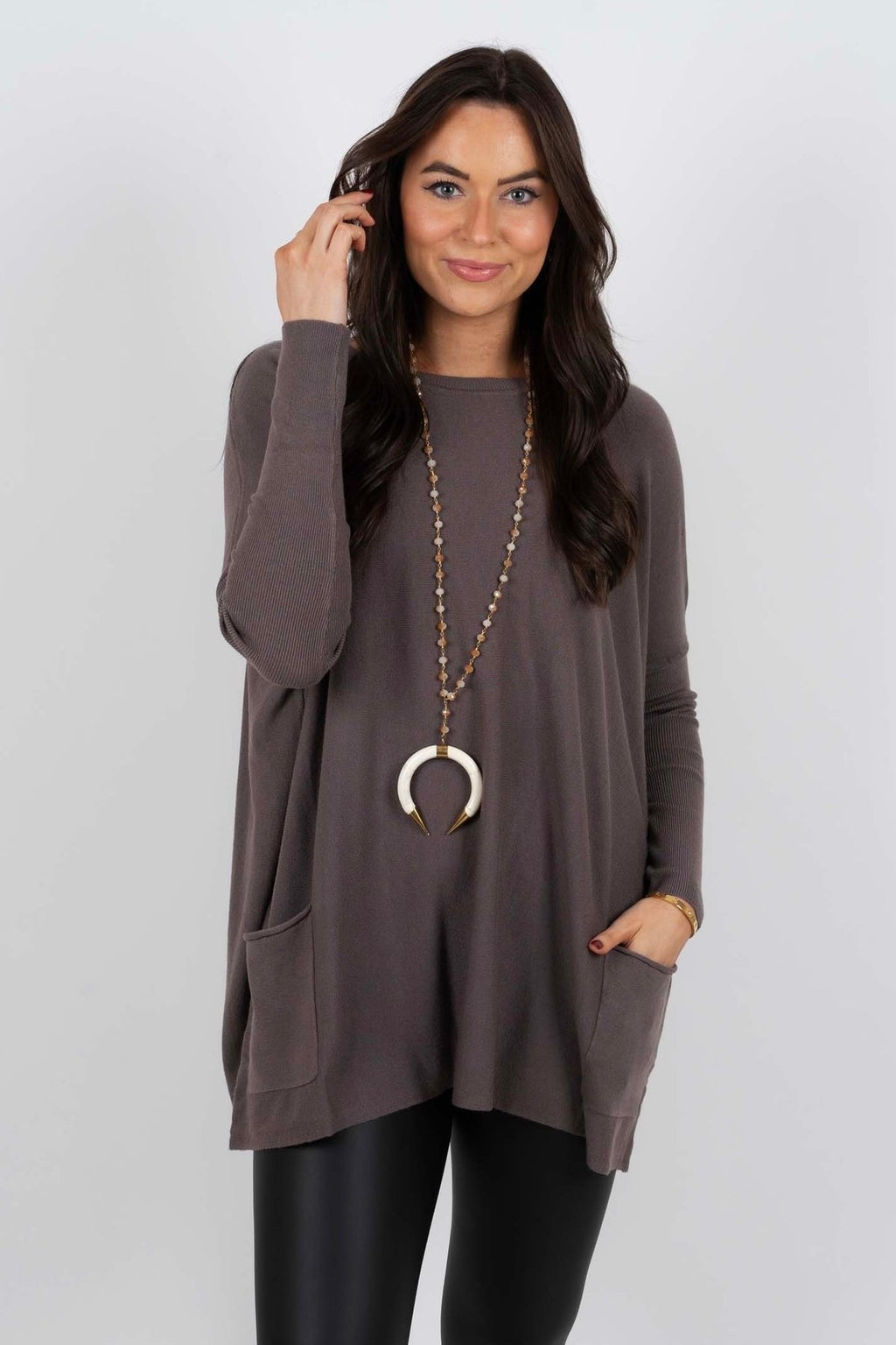 Chanel Women's Long Sleeve Tunic Sweater with Pockets