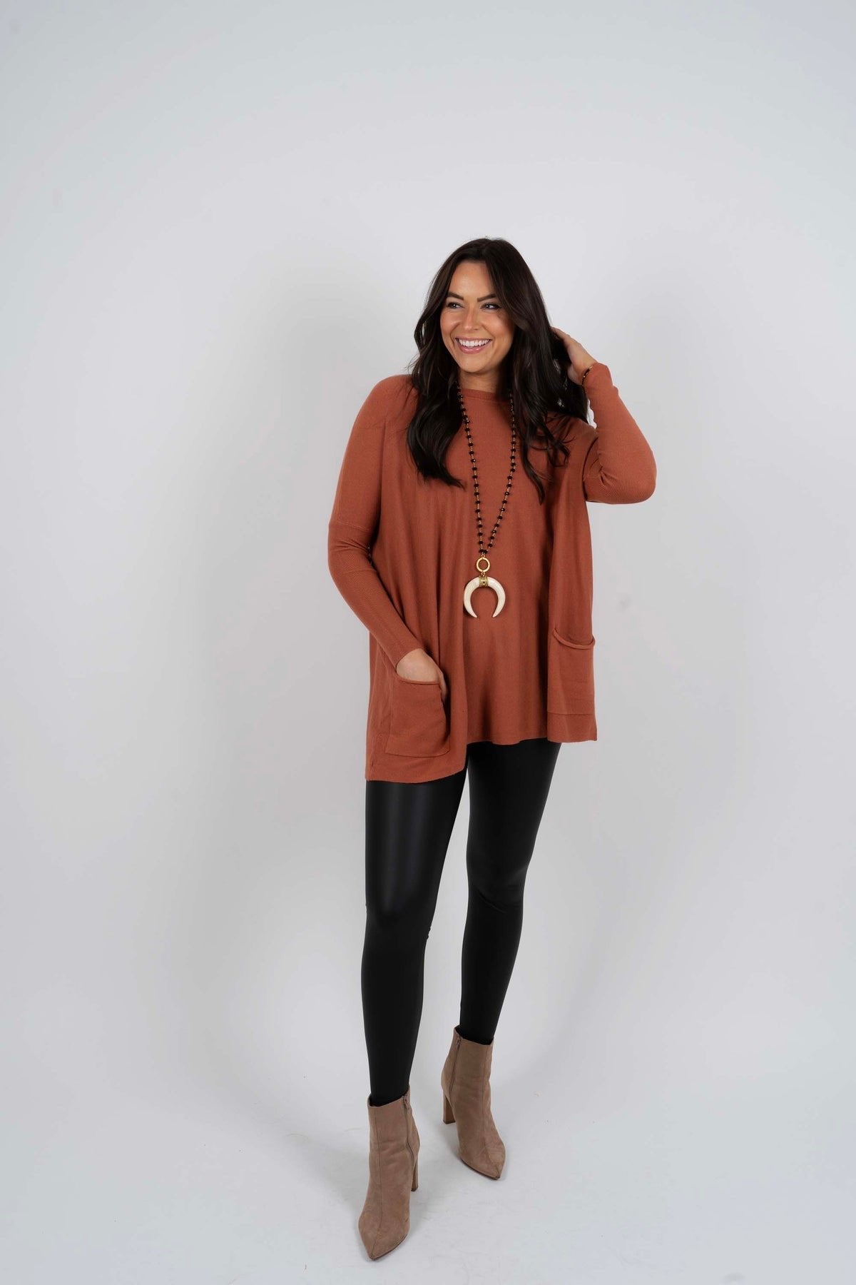 Chanel Women's Long Sleeve Tunic Sweater with Pockets