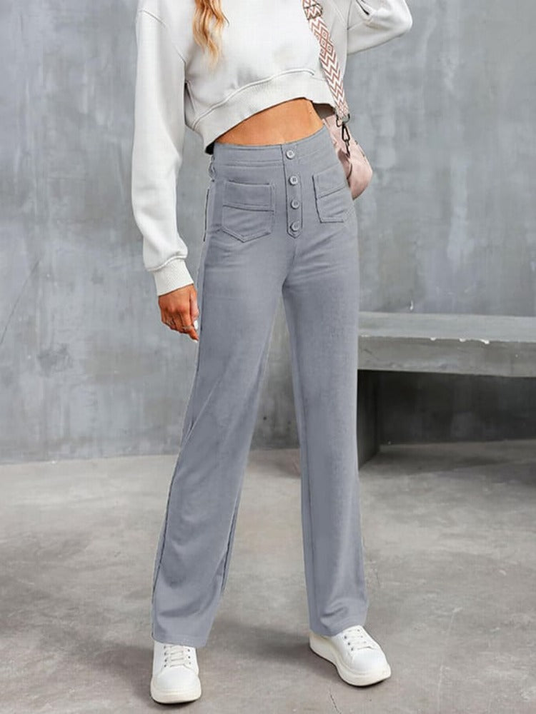 Nara - High Elasticity - High Waist Straight Leg Casual Pants