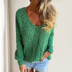 Margo - Chic and Comfortable Women's Loose Cable Knit V-Neck Sweater