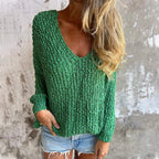 Margo - Chic and Comfortable Women's Loose Cable Knit V-Neck Sweater
