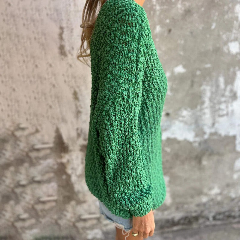 Margo - Chic and Comfortable Women's Loose Cable Knit V-Neck Sweater