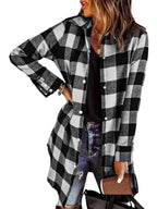 Larissa - Elegant Long Plaid Shirt Jacket