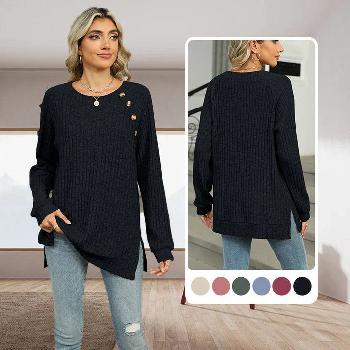 Aline - Elegant women's sweater with decorative buttons