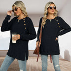 Aline - Elegant women's sweater with decorative buttons