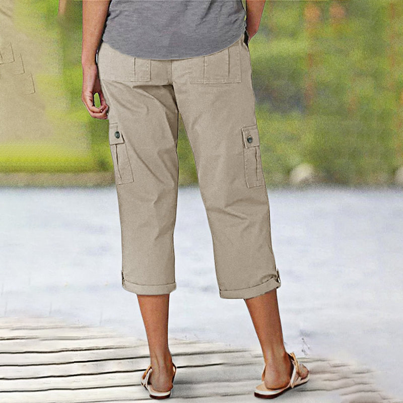 Ophiria - Women's Relaxed Fit Multi-Pocket Capri Cargo Pants