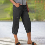 Ophiria - Women's Relaxed Fit Multi-Pocket Capri Cargo Pants