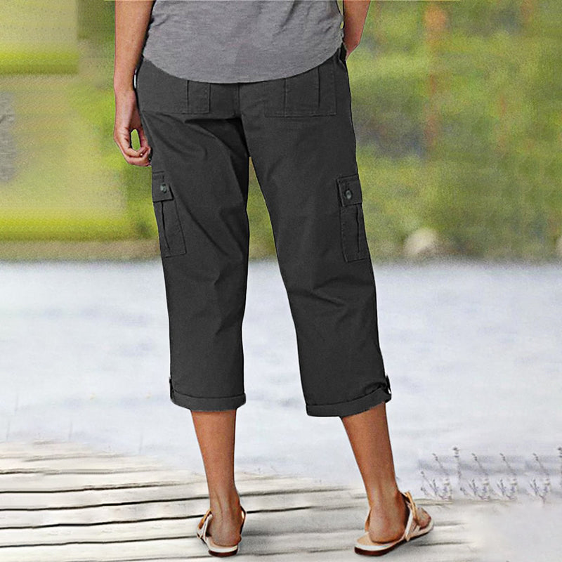 Ophiria - Women's Relaxed Fit Multi-Pocket Capri Cargo Pants