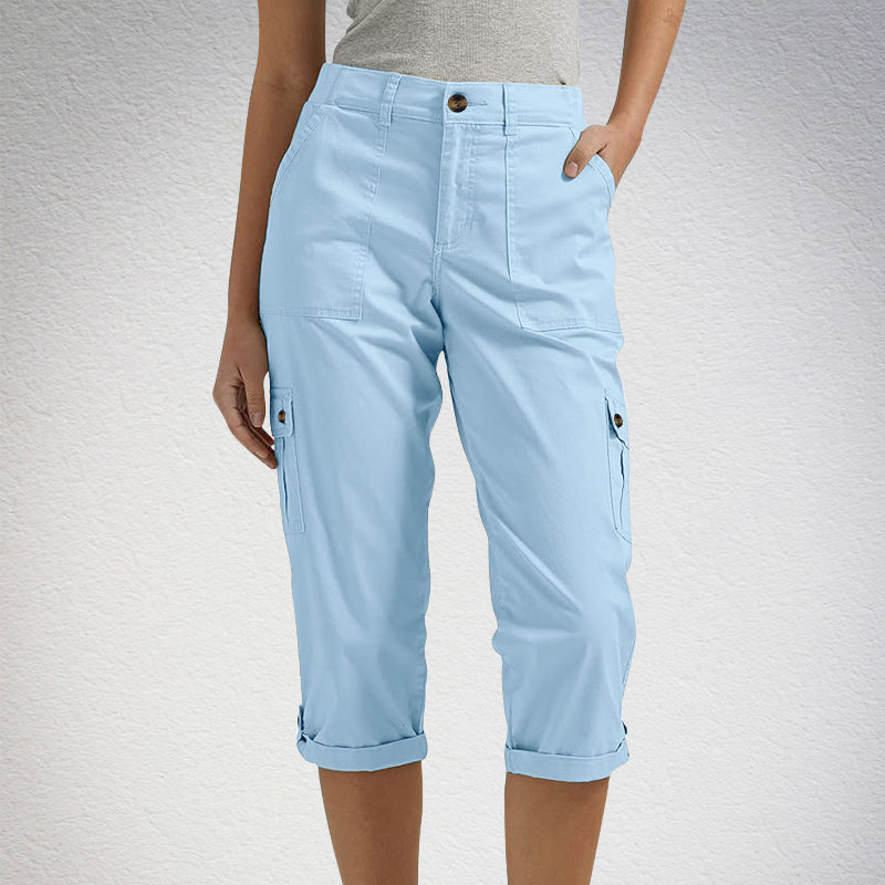 Ophiria - Women's Relaxed Fit Multi-Pocket Capri Cargo Pants