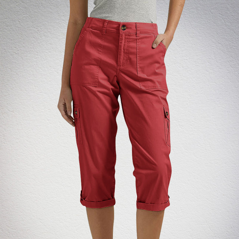 Ophiria - Women's Relaxed Fit Multi-Pocket Capri Cargo Pants