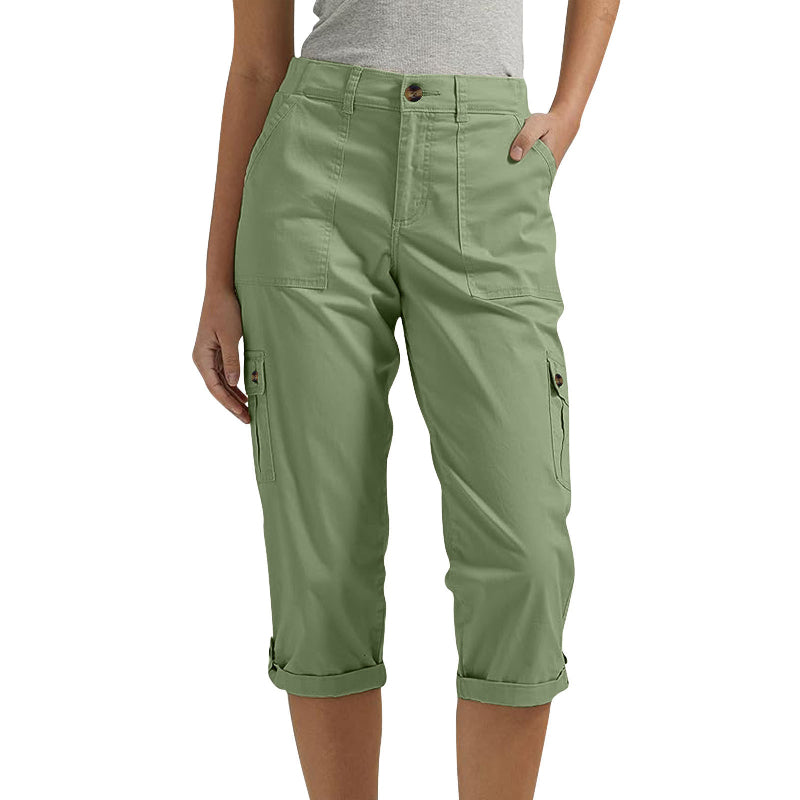 Ophiria - Women's Relaxed Fit Multi-Pocket Capri Cargo Pants