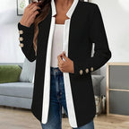 Thalorienne - Elegant Women's Jacket with Color Blocks and Open Front