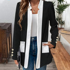 Thalorienne - Elegant Women's Jacket with Color Blocks and Open Front