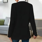 Thalorienne - Elegant Women's Jacket with Color Blocks and Open Front