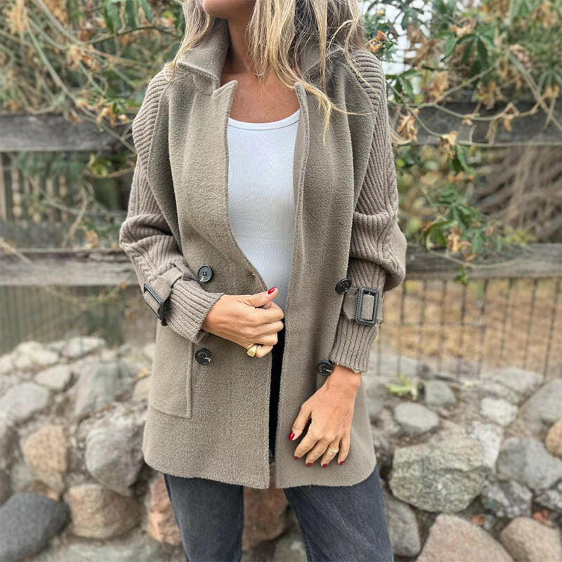 Lunelora - Elegant Double-Breasted Mid-Length Coat