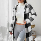 Doralisse - Long Checkered Jacket with Hood