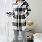 Doralisse - Long Checkered Jacket with Hood