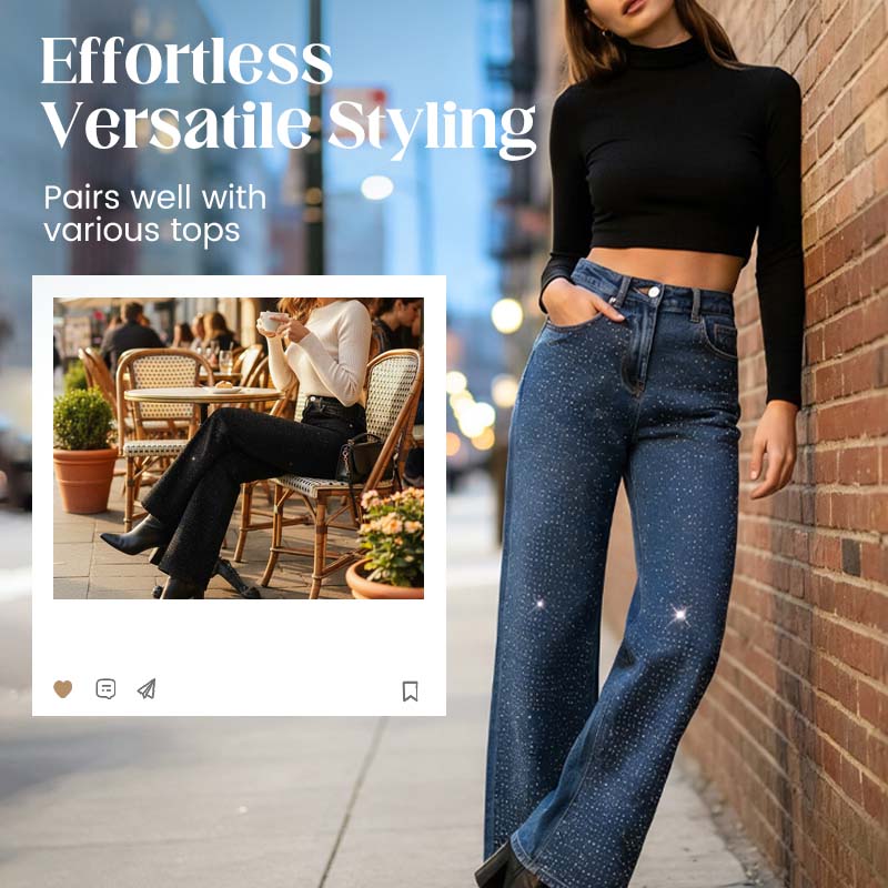 Lunessavelle - Elegant Women's Jeans with Rhinestones