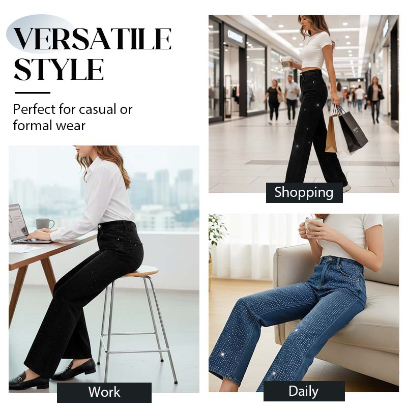 Lunessavelle - Elegant Women's Jeans with Rhinestones