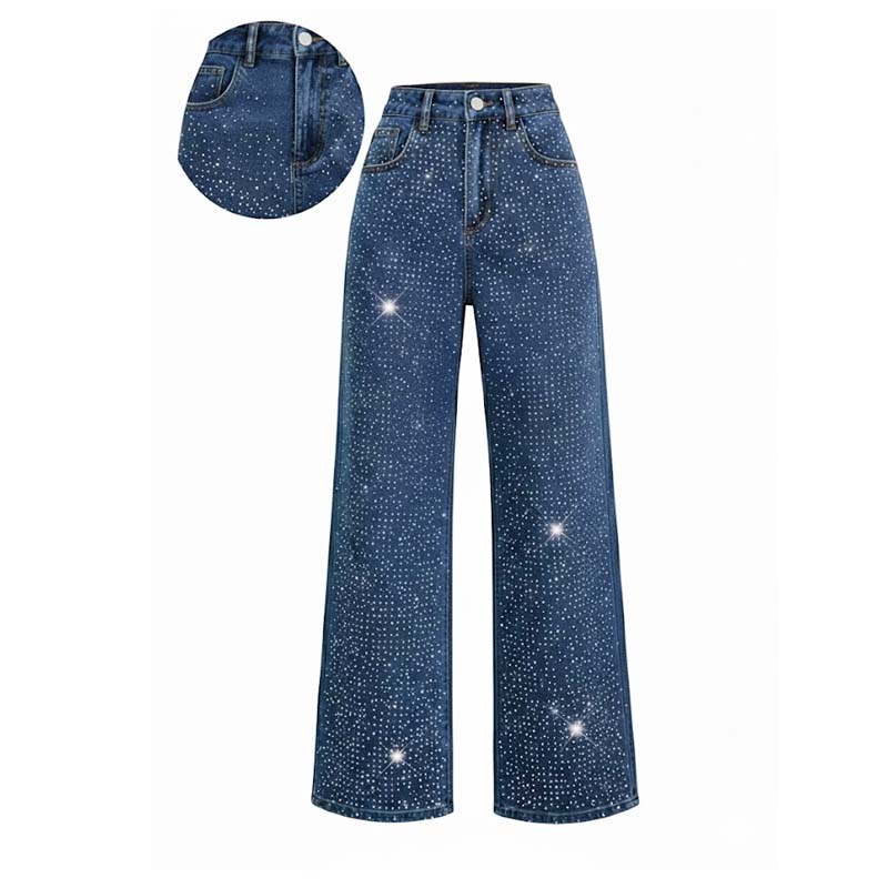 Lunessavelle - Elegant Women's Jeans with Rhinestones