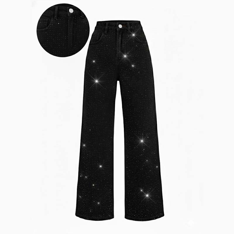 Lunessavelle - Elegant Women's Jeans with Rhinestones