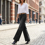Aurevia - Women's Vintage Style Wide Leg Jeans
