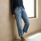Cazira - Women's Jeans Straight Cropped Modern Comfort Denim