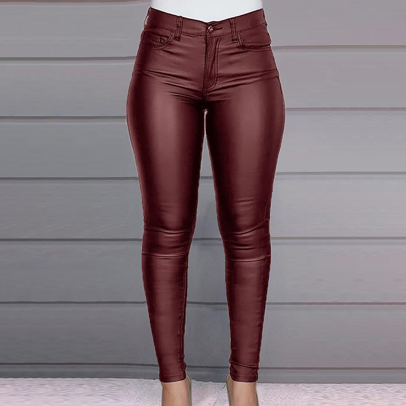 Bérénice - Women's high-waisted PU skinny trousers