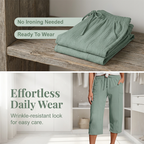 Olivyra - Women's Lightweight Breathable Cotton and Linen Cropped Pants