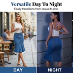 Ivessia - Women's High-Waisted Denim Mermaid Midi Skirt