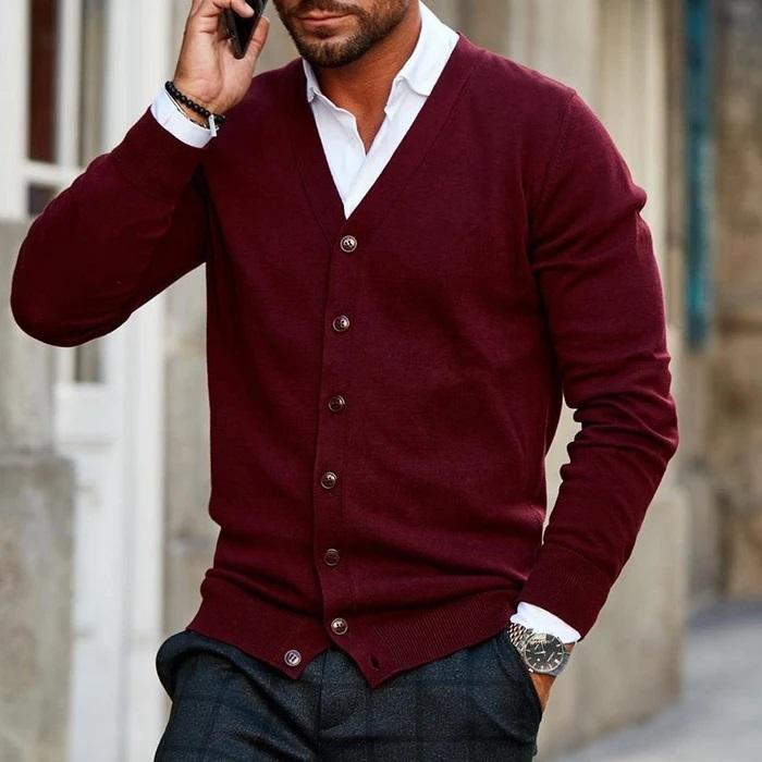 Samuel | Button Up Cardigan with V Neckline