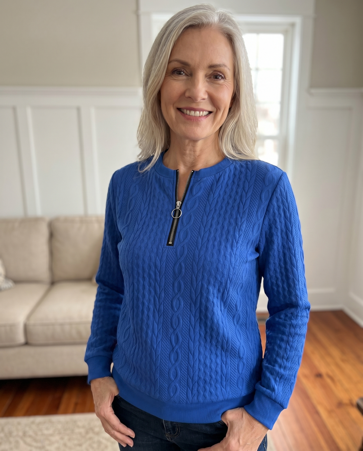 Brookfield™ | Elegant Textured Zip-Up Sweatshirt