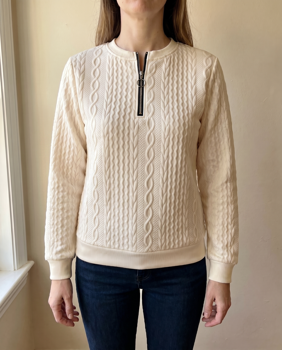 Brookfield™ | Elegant Textured Zip-Up Sweatshirt